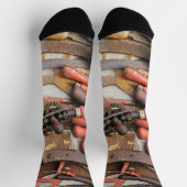 Gereedschap Antiek Rustiek Rood Man Tool Sokken (Top)