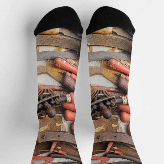Gereedschap Antiek Rustiek Rood Man Tool Sokken (Top)