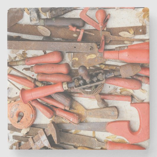 Gereedschap Antiek Rustiek Rood Man Tool Stenen Onderzetter (Voorkant)