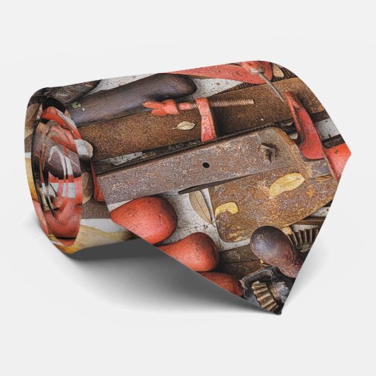 Gereedschap Antiek Rustiek Rood Man Tool Stropdas (Opgerold)