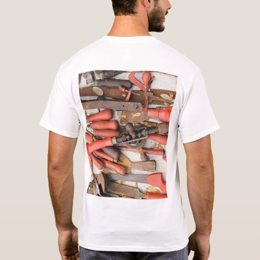 Gereedschap Antiek Rustiek Rood Man Tool T-shirt (Achterkant)