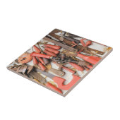 Gereedschap Antiek Rustiek Rood Man Tool Tegeltje (Zijkant)