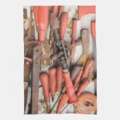 Gereedschap Antiek Rustiek Rood Man Tool Theedoek (Verticaal)