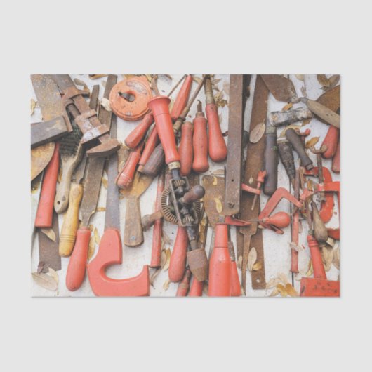 Gereedschap Antiek Rustiek Rood Man Tool Tissuepapier (Voorkant)