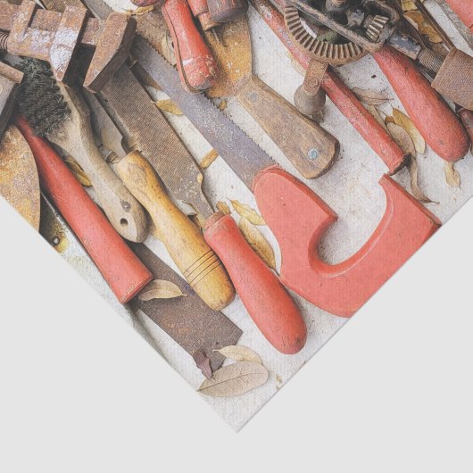 Gereedschap Antiek Rustiek Rood Man Tool Tissuepapier (Detail)