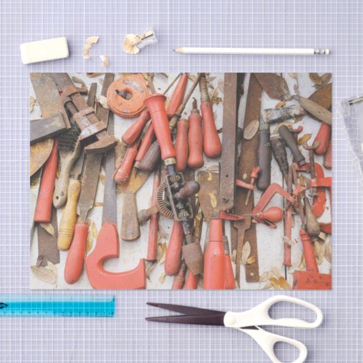 Gereedschap Antiek Rustiek Rood Man Tool Tissuepapier (Craft)