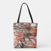 Gereedschap Antiek Rustiek Rood Man Tool Tote Bag (Achterkant)