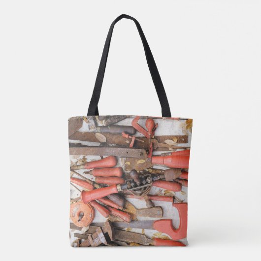 Gereedschap Antiek Rustiek Rood Man Tool Tote Bag (Achterkant)