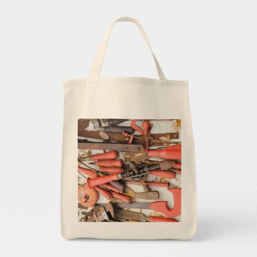 Gereedschap Antiek Rustiek Rood Man Tool Tote Bag (Voorkant)