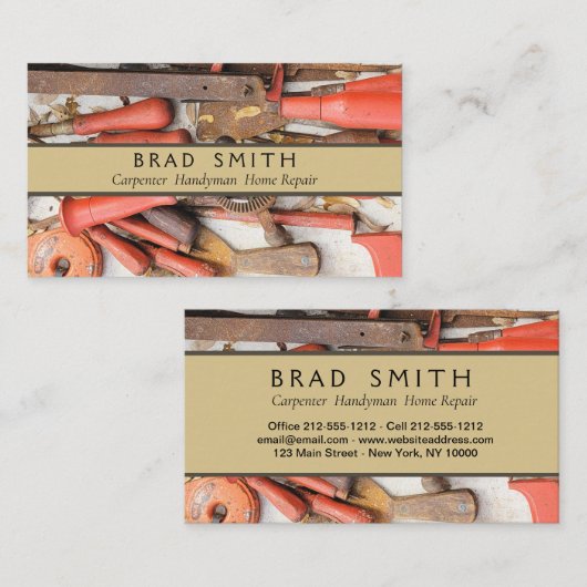 Gereedschap Antiek Rustiek Rood Man Tool Visitekaartje (Voorkant / Achterkant)