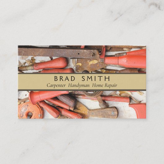 Gereedschap Antiek Rustiek Rood Man Tool Visitekaartje (Voorkant)