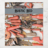 Gereedschap Antiek Rustiek Rood Man Tool Wijn Etiket (Enkel label)