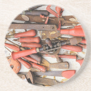 Gereedschap Antiek Rustiek Rood Man Tool Zandsteen Onderzetter