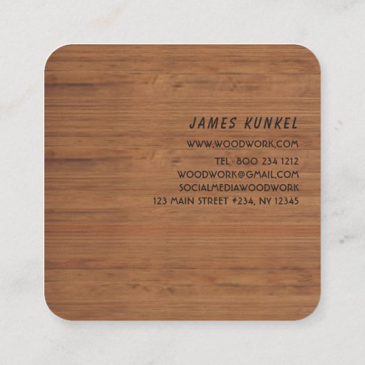 Gereedschap Black Hammer LOGO houten constructie Vierkante Visitekaartje (Achterkant)