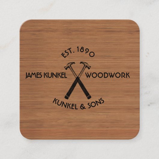 Gereedschap Black Hammer LOGO houten constructie Vierkante Visitekaartje (Voorkant)