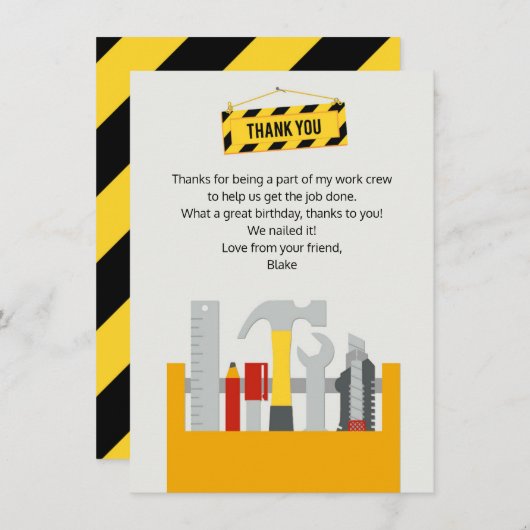 Gereedschap Dank u Opmerking Kaarten, Handyman Sta Bedankkaart (Voorkant / Achterkant)