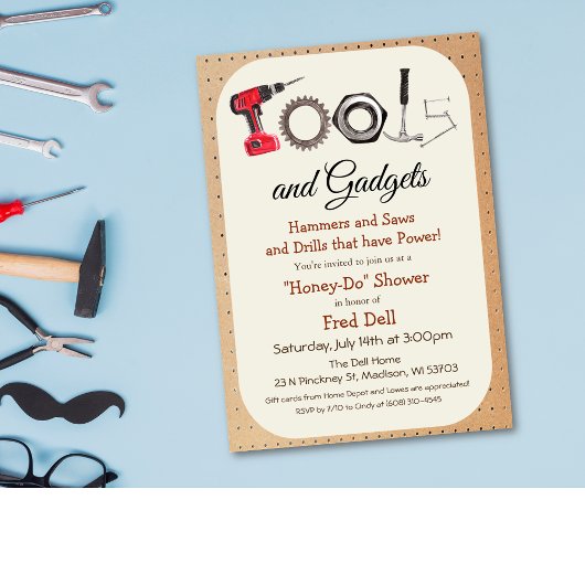 Gereedschap & Gadgets Honey Do Bruisfeest Uitnodig Kaart