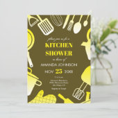 Gereedschap Geel Khaki Keuken Vrijgezellenfeest Kaart (Staand voorkant)