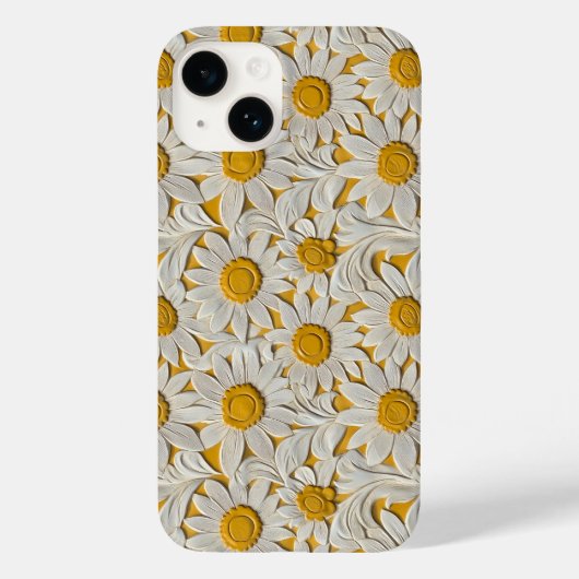 Gereedschap Gegraveerde Lederen Look Zonnebloemen Case-Mate iPhone Case (Achterkant)