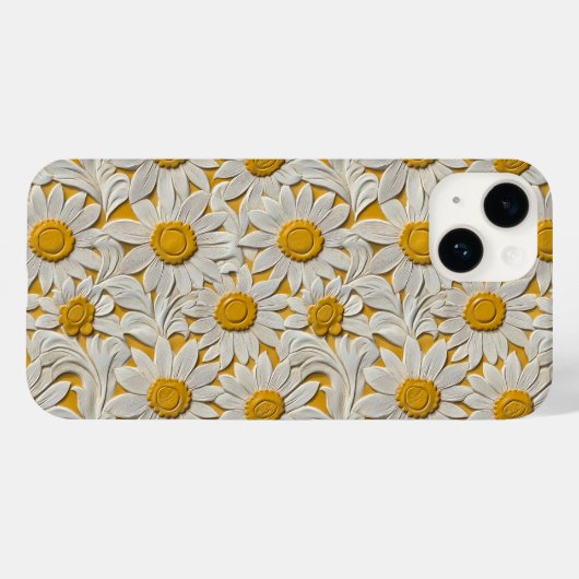 Gereedschap Gegraveerde Lederen Look Zonnebloemen Case-Mate iPhone Case (Achterkant (horizontaal))