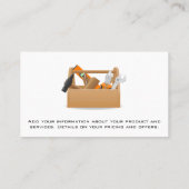 Gereedschap in houten doos bevestigen visitekaartje (Achterkant)