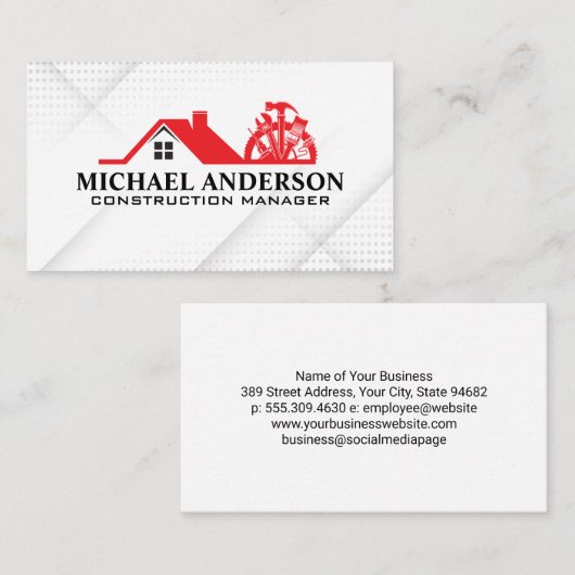  Gereedschap logo voor thuis | Hoofdaannemer Visitekaartje (Voorkant / Achterkant)
