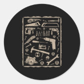 Gereedschap met lijst ronde sticker (Voorkant)