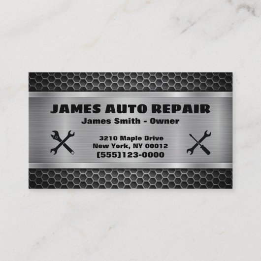 Gereedschap Metalen ontwerpauto Automatisch repare Visitekaartje (Voorkant)