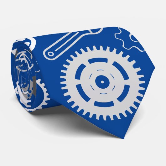 Gereedschap Patroon 01.b Blauw BG Stropdas (Opgerold)