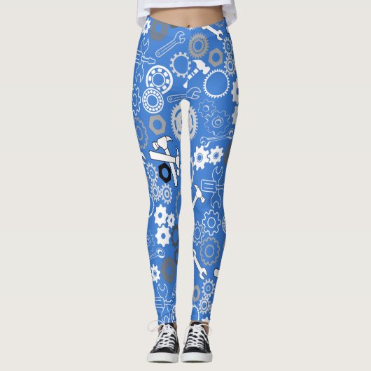 Gereedschap Patroon 01.b LBlue BG Leggings (Voorkant)