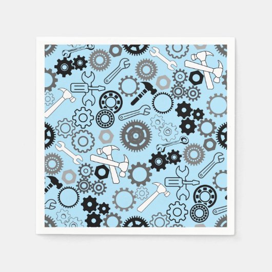 Gereedschap Patroon 01.b LBlue BG Servet (Voorkant)