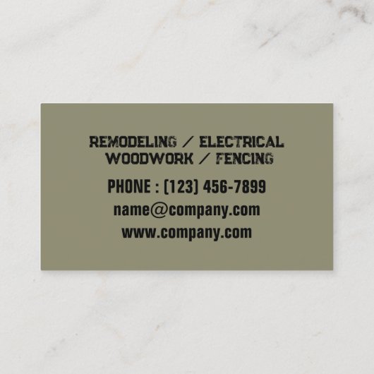 Gereedschap Reparatie Onderhoud Bouw Handyman Visitekaartje (Achterkant)