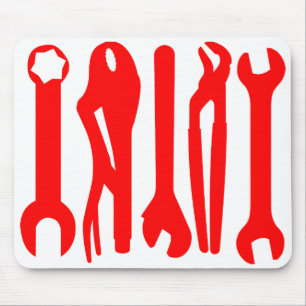 Gereedschap - Rood op Wit Muismat