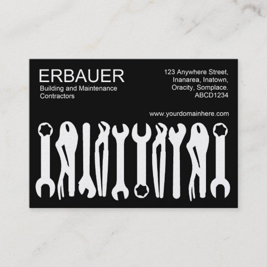 Gereedschap van de handel - White on Black (Gold) Visitekaartje (Voorkant)