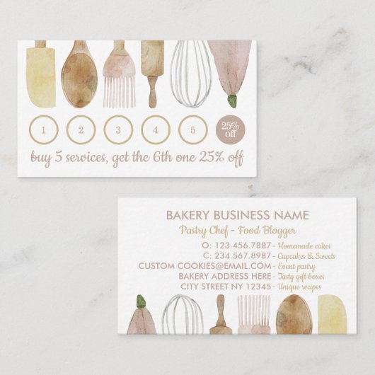 Gereedschap voor bakkerij visitekaartje (Voorkant / Achterkant)