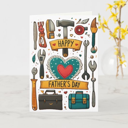Gereedschap voor Dad Vaderdag AI-art Kaart (Gele Bloem)
