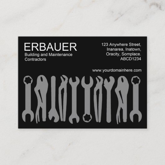 Gereedschap voor de handel (Chubby) - Grijs op zwa Visitekaartje (Voorkant)