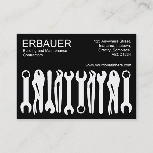 Gereedschap voor de handel (Chubby) - Wit op zwart Visitekaartje (Voorkant)