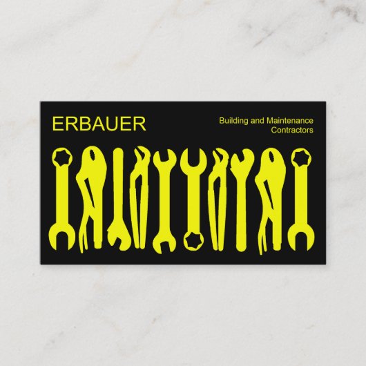 Gereedschap voor de handel - Geel op zwart Visitekaartje (Voorkant)