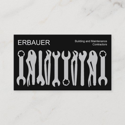 Gereedschap voor de handel - Grijs op zwart Visitekaartje (Voorkant)