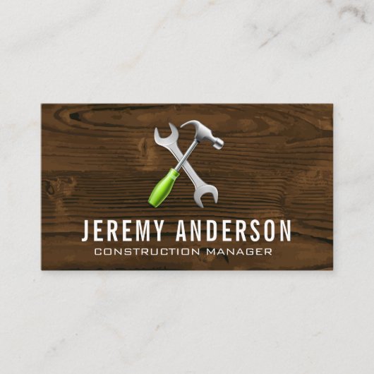 Gereedschap voor de moersleutel | Achtergrond hout Visitekaartje (Voorkant)