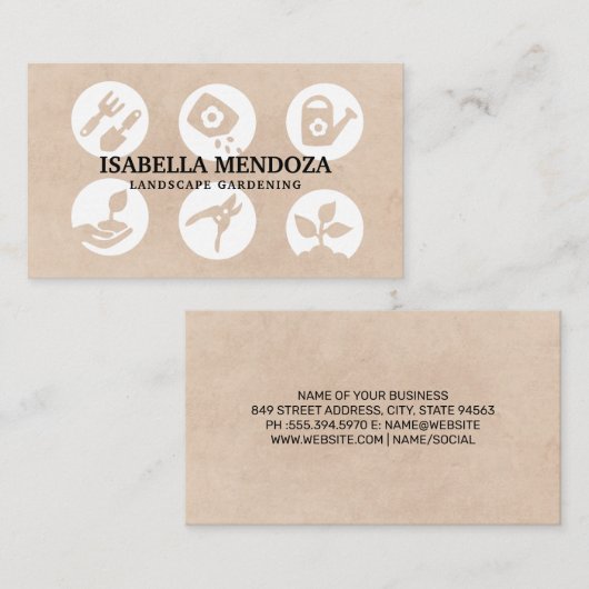 Gereedschap voor de tuin | landschapsarchitectuur visitekaartje (Voorkant / Achterkant)