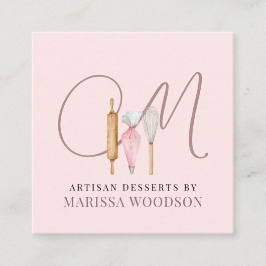 Gereedschap voor gebak Schuif Roze Bakkerbakkers Vierkante Visitekaartje (Voorkant)