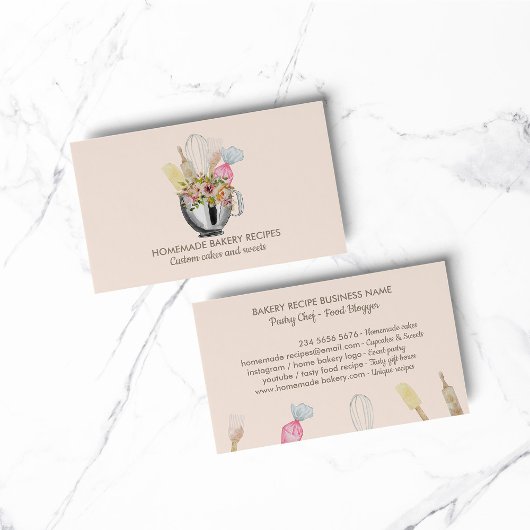 Gereedschap voor gebak visitekaartje