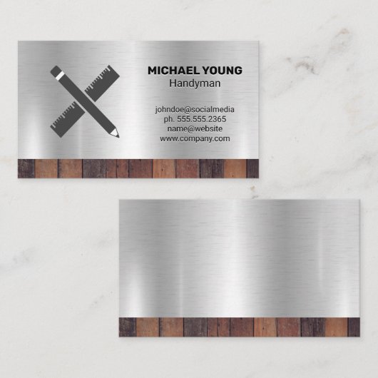 Gereedschap voor gebouwen | Bouwer | Houtmetaal Visitekaartje (Voorkant / Achterkant)