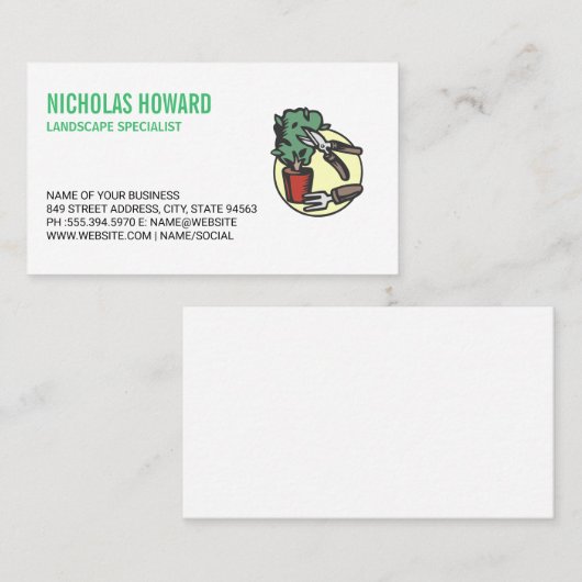 Gereedschap voor het tuinieren Gepotte Plant Visitekaartje (Voorkant / Achterkant)