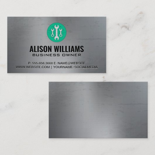 Gereedschap voor moersleutel | aluminiummetaal visitekaartje (Voorkant / Achterkant)