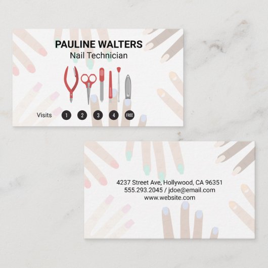 Gereedschap voor nageltechnici | Loyaliteit Kaarte Klantenkaartje (Voorkant / Achterkant)