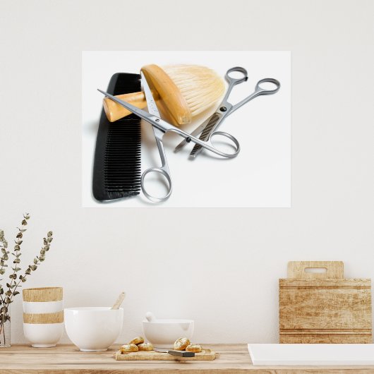 Gereedschap voor oude kapper poster (Keuken)