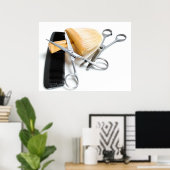 Gereedschap voor oude kapper poster (Thuiskantoor)